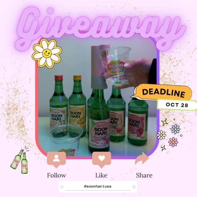 🎉 Join our Soju Dispenser Giveaway! 🎉

Calling all Soju lovers! We're giving away a fantastic Soju dispenser to one lucky winner! Here's how to enter:

Follow Soonhari 
Like this post ❤️
Tag a friend who'd love to share Soju with you 🙌
Each friend you tag counts as an additional entry, so tag away! 🎁 The more friends you tag, the higher your chances of winning this awesome prize.

🏆 Winner will be randomly selected and announced via DM. Please note that this giveaway is open to U.S. residents only.

Good luck to all participants! Cheers to great times with Soju! 🥂
#SojuGiveaway #SojuLovers #CheersWithSoju #GiveawayAlert #SoonhariWelcomes